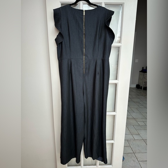 Calvin Klein Denim Flutter Sleeve Jumpsuit Navy Women’s Plus Size 18W Wide Leg - Picture 9 of 16
